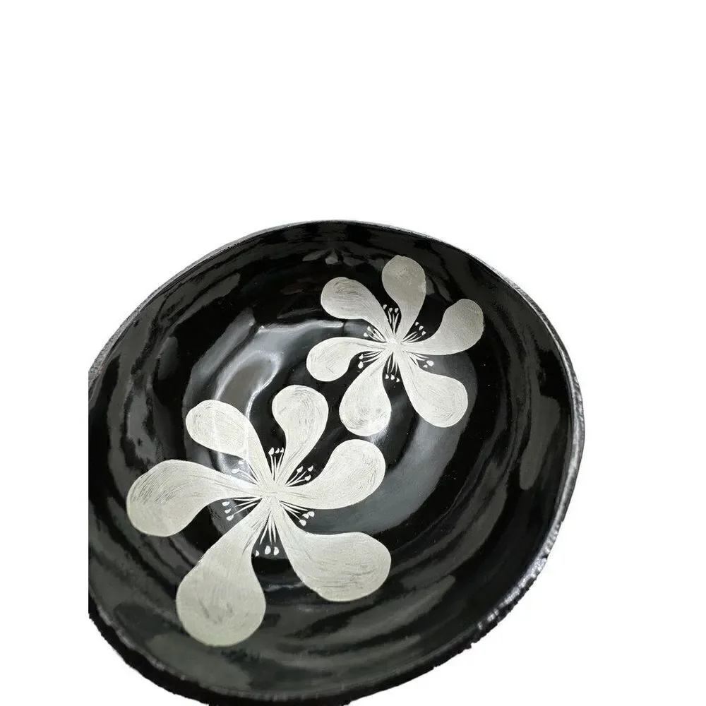 Coconut bowls flower inlay set of 4